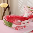 thumbnail image 5 of Erosebridal Watercolor Cherry Zipper Twin Comforter Sets with Fitted Sheet and 2 Pillowcases for Girls, Lovely Heart Print Zipper Bedding Set, Pink Reversible, 4-Piece, 5 of 7