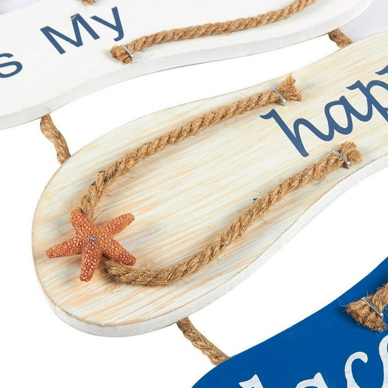 Wooden Nautical Beachy Art Decor Sign, Outdoor House Flip Flop