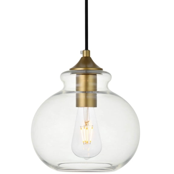 Destry 1 Light Brass Pendant With Clear Glass