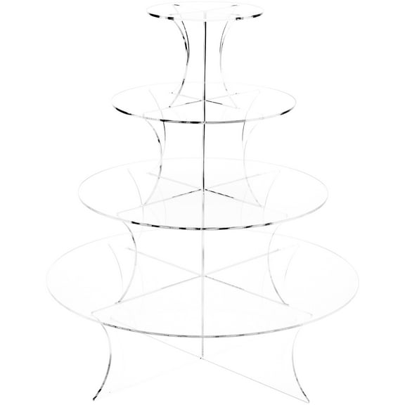Plymor Clear Acrylic Graduated 4-Tiered Round Display Riser, 34.25" H x 30" W