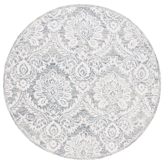 SAFAVIEH Blossom Travis Damask Area Rug, Grey/Ivory, 6' x 6' Round