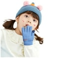 thumbnail image 3 of Clearance! Fdelink Children Baby Boys Girls Winter Warm Skiing Gloves Kids Cartoon Bear Knitted Full Finger Mittens Gloves, the Outfits (Blue), 3 of 4