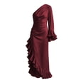 thumbnail image 7 of Karymi Wedding Guest Dresses for Women Satin One Shoulder Long Dress, Single Flare Ruffle Sleeve Waist Ruched Asymmetrical Split Ruffle Hem Wedding Evening Cocktail Gown Summer Dress, 7 of 7