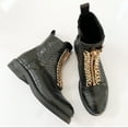 thumbnail image 6 of Jeffrey Campbell DAMON-Z Black Snake Gold Chain Combat Ankle Boots Dress Bootie (BLACK SNAKE, 6), 6 of 9