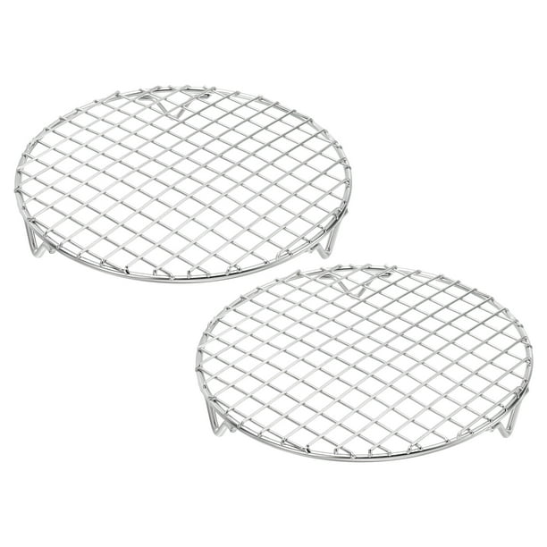 Uxcell 2 Pcs Rejilla de Cocción Redonda con Patas, Diámetro 7.5 Pulgadas Parrilla de Acero Inoxidable 304 para Cocción Horneado Barbacoa Rejillas de Freidora de Aire, Plateado