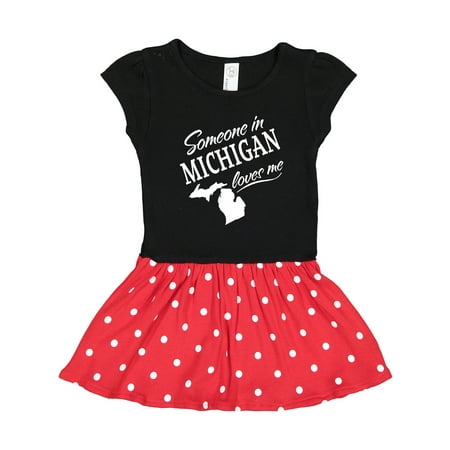 

Inktastic Someone in Michigan Loves Me Gift Toddler Girl Dress