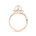 thumbnail image 2 of ANGARA Freshwater Cultured Pearl Ring with Beaded Split Shank in 14K Rose Gold for Women | June Birthstone, Birthday, Anniversary, Jewelry Gift for Women | Pearl Ring, 2 of 8