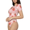 thumbnail image 2 of Naloa Strawberry Women's Short-Sleeved Onesie, One-Piece Swimsuit for Parties, dates, clubs - Small, 2 of 9