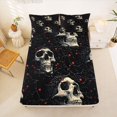 thumbnail image 5 of Homewish Death Skull Queen Sheets For Adults Teens,Goth Halloween Queen Sheet Sets,Cream Black,4 Pieces,1 Flat Sheet, 1 Fitted Sheet and 2 Pillowcases, 5 of 6
