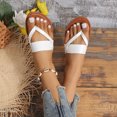thumbnail image 6 of Sandals Woman, Womens Strappy Sandals, Braided Sandals for Women, Sandals With Back Strap, Women's Slide Flat Sandals Comfortable Slip On Flip Flop Thong Sandals With Spring Summer Sandals, White 5.5, 6 of 7