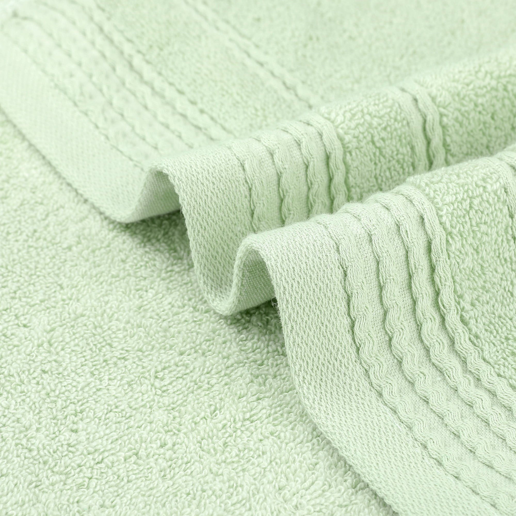 Unique Bargains Striped Hand Towels Set for Bathroom 14" x 30" Green 2-Pieces