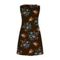 thumbnail image 4 of Summer Saving Wycnly Womens Dresses Sleeveless Round Neck Floral Mini Summer Dress Casual Flowy Swing T Shirt Dresses Pocket Tank Dresses Brown Up to 65% off, 4 of 4