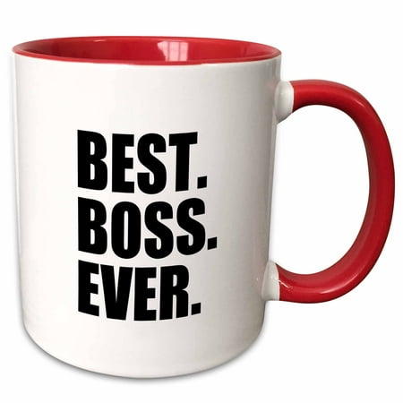 3dRose Best Boss Ever - fun funny humorous gifts for the boss - work office humor - black text - Two Tone Red Mug, (The Best Boss Ever)