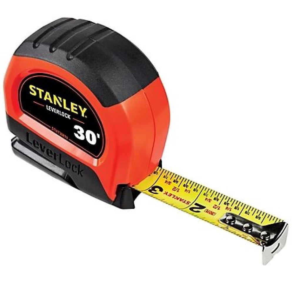 Stanley STHT30819S Leverlock Hi-Vis Tape Measure with Tru-Zero Hook, 1" x 30 ft.