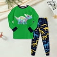 thumbnail image 2 of Linfrsh Boys Pajamas Size 10-12 Soft Pajamas for Boys Dinosaur Cotton Long Sleeve & Pants 2-Piece PJ Set Kid Sleepwear(Green,8-9 Years), 2 of 5