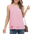 thumbnail image 3 of Uvplove Women's Sleeveless Chiffon Tank Top Double Layers Casual Blouse Tunic,Pink,S, 3 of 10