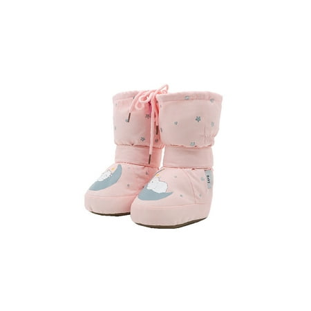 

Rotosw Newborn Toddler Crib Shoes Drawstring Winter Bootie Animal Print Comfort Warm Shoe Lightweight Magic Tape Booties Indoor Non-slip Ankle Boot Bear Pink