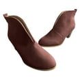 thumbnail image 4 of Mostsola Women's V Cut Ankle Boots Low Stacked Heel Pointed Toe Fashion Leather Short Booties, 4 of 4