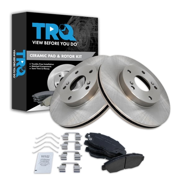TRQ Front Brake Pad & Rotor Kit Brake Pads Brake Rotor Ceramic Fits Select 2013-2015 Honda Civic