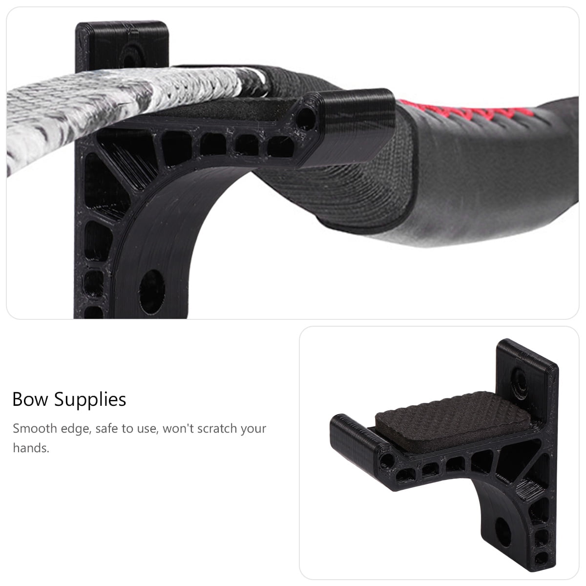2-Pack Universal Hook Bow Holder Storage Rack Wall Mount Stand for Recurve and Hunting Bows