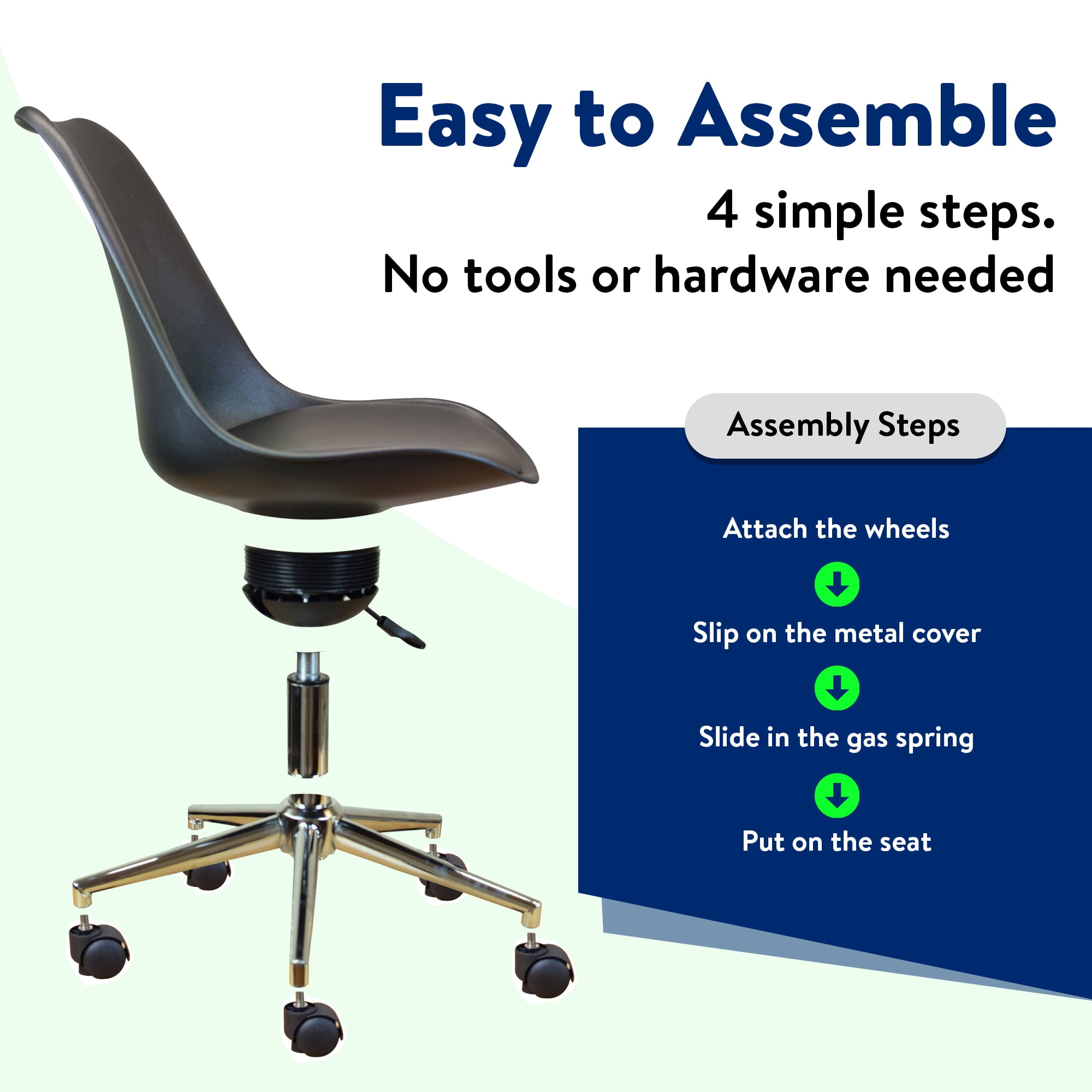 Active Task Chair with Wheels – Armless Ergonomic Desk Chair with Balance Seat, Adjustable Tall Office Chair for Standing Desk or Home Office