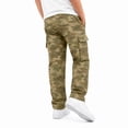 thumbnail image 4 of MDUKONU Boys Y2K Camo Cargo Pants Loose High Straight Leg Denim Pants with Pockets Size: 9-10 Years Khaki, 4 of 5