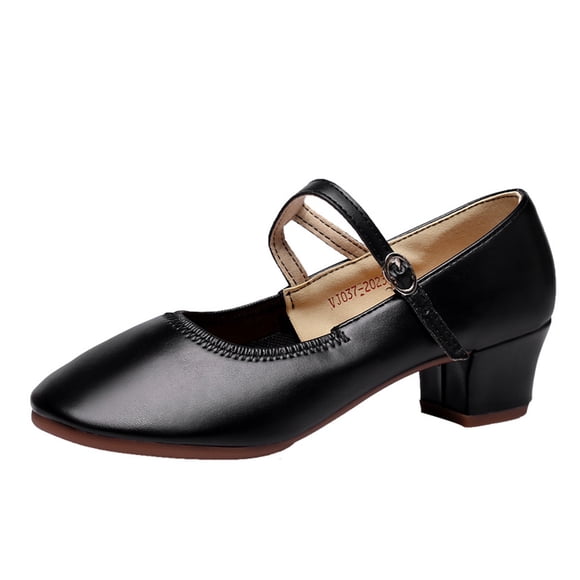 Costume Traditional Shoes Heel Chunky Dancing Shoes Bridal Shoes Block Heel Ballerinas Elegant Heels Buckle Pu Upper Rubber Sole Women