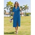 thumbnail image 3 of Zeagoo Dresses for Women Summer Casual Midi Short Sleeve Button Down Shirt Linen Dress Beach Cover Up with Pocket, 3 of 6