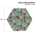 thumbnail image 2 of Leather Coasters with Heat-resistant for Drinks, flower skull_A -标题2 Hexagon, 2 of 5