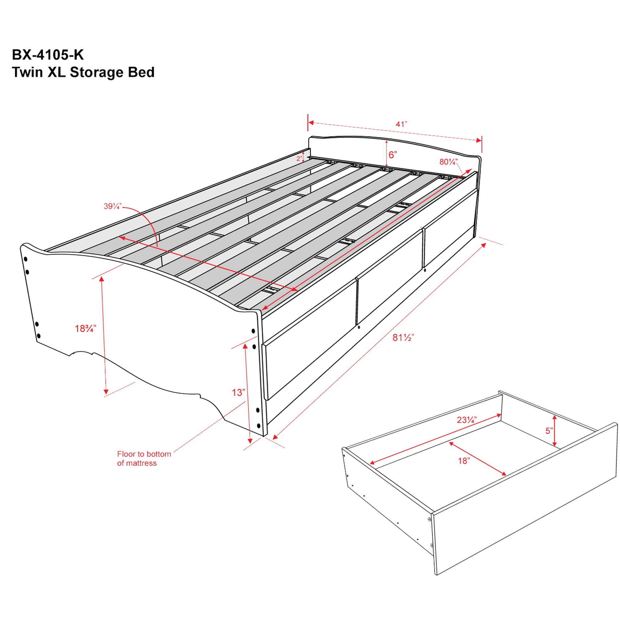 Prepac twin xl cheap platform storage bed
