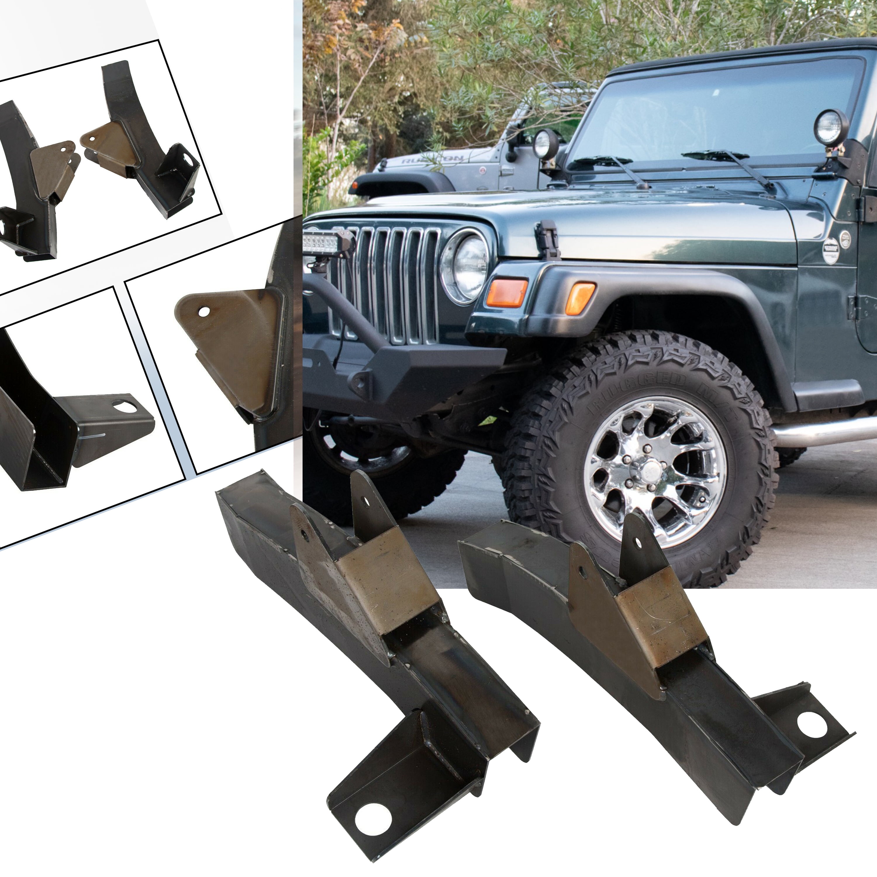 Front Driver Passenger Trail Control Arm Frame Rust Repair kit Compatible  with 1997-2006 Jeep Wrangler TJ LH/RH 