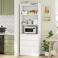thumbnail image 2 of White Storage Cabinet Bookshelf with 3 Drawers, Tall Kitchen Pantry Bookcase with Storage Shelves for Home Office Living Room Study, 2 of 8