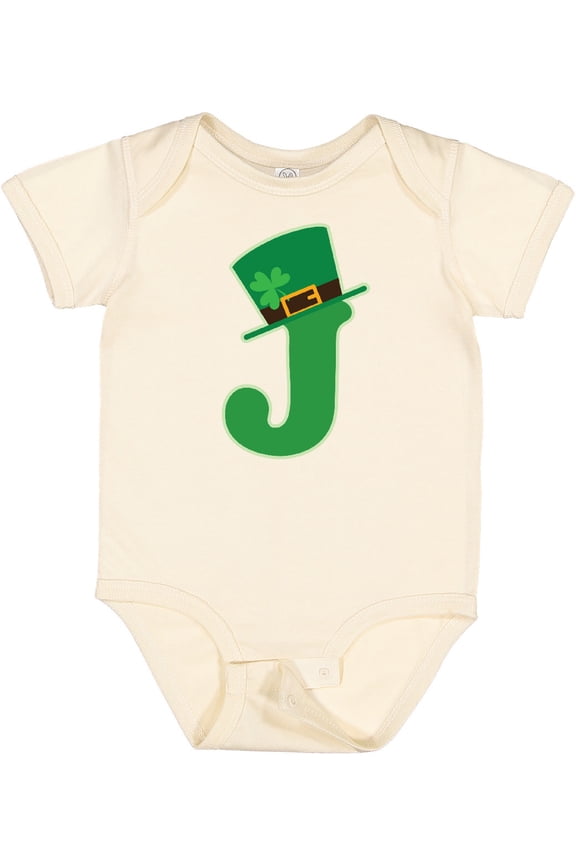Irish St Patricks Day Letter J Monogram Boys or Girls Baby Bodysuit