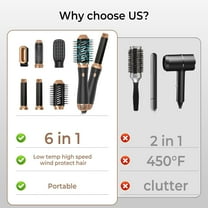 6 in 1 Blow Dryer Brush Hair Dryer Brush Air Curler Air Styler Wrap,Curly Twist Hot Curling Iron,Blow Dryer Hot Brush Styler Negative Ion Brush, Travel Hair Styling Tool