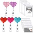 thumbnail image 1 of 15 Pièces Coeur Rétractable Porte-Badge Ensemble Porte-Badge ID Badge Bobines avec Alligator Pivotant Clips Porte-Cartes Nom et Transparent Imperméable ID Porte-Cartes pour Infirmière Bénévole, 1 of 7