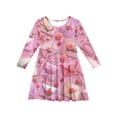 thumbnail image 3 of Abcomgle Girls Valentines Dresses 7-8 Cute A-Line Long Sleeve Midi Dress for Girls Funny Rose Letter Dress Outfits Crewneck Spring Swing Dresses for Girls,, 3 of 4