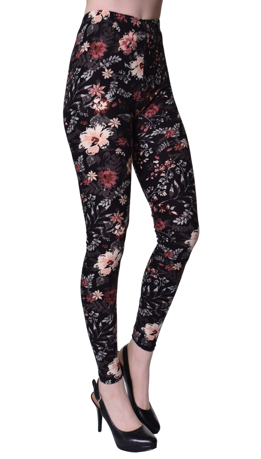 ViV Collection VIV Collection PLUS SIZE Printed Brushed Leggings (Seamless Floral) Walmart