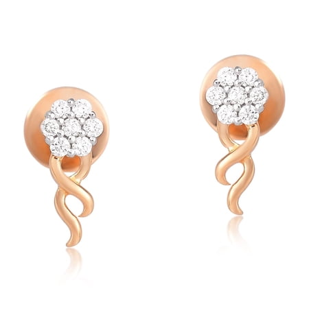 Small Gold Diamond Stud Earrings for Women – 925 Silver Base