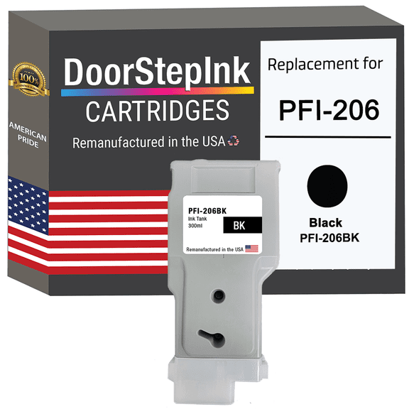 Remanufactured DoorStepInk in the USA Ink Cartridge for Canon PFI-206 300ML Black