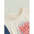 thumbnail image 5 of Wassery Baby Boys Girls 4th of July Outfits 3M 6M 12M 18M Infant Girls Summer Romper Short Sleeve Letter Print Contrast Color Playsuit, 5 of 8
