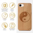 thumbnail image 4 of Case Yard Wooden Case Outside Soft TPU Silicone, Slim Fit Shockproof Wood Protective Phone Cover for Girls Boys Men and Women, Supports Wireless Charging Yin Yang Design case for iPhone-SE, 4 of 7