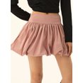 thumbnail image 3 of Suagox Women Bubble Mini Skirt Casual Summer Solid Color Elastic Waist A-Line Skirt for Beach Vacation Club Streetwear, 3 of 10