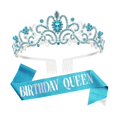 thumbnail image 3 of Juego de suministros para fiestas de reina de cumpleaños Gloria adornos brillantes para regalos de niños Azul, 3 of 7