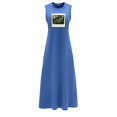 thumbnail image 2 of Vestido largo de verano para mujer, vestido clásico de recuerdo con cuello redondo para fiesta y trabajo , s S, 2 of 7