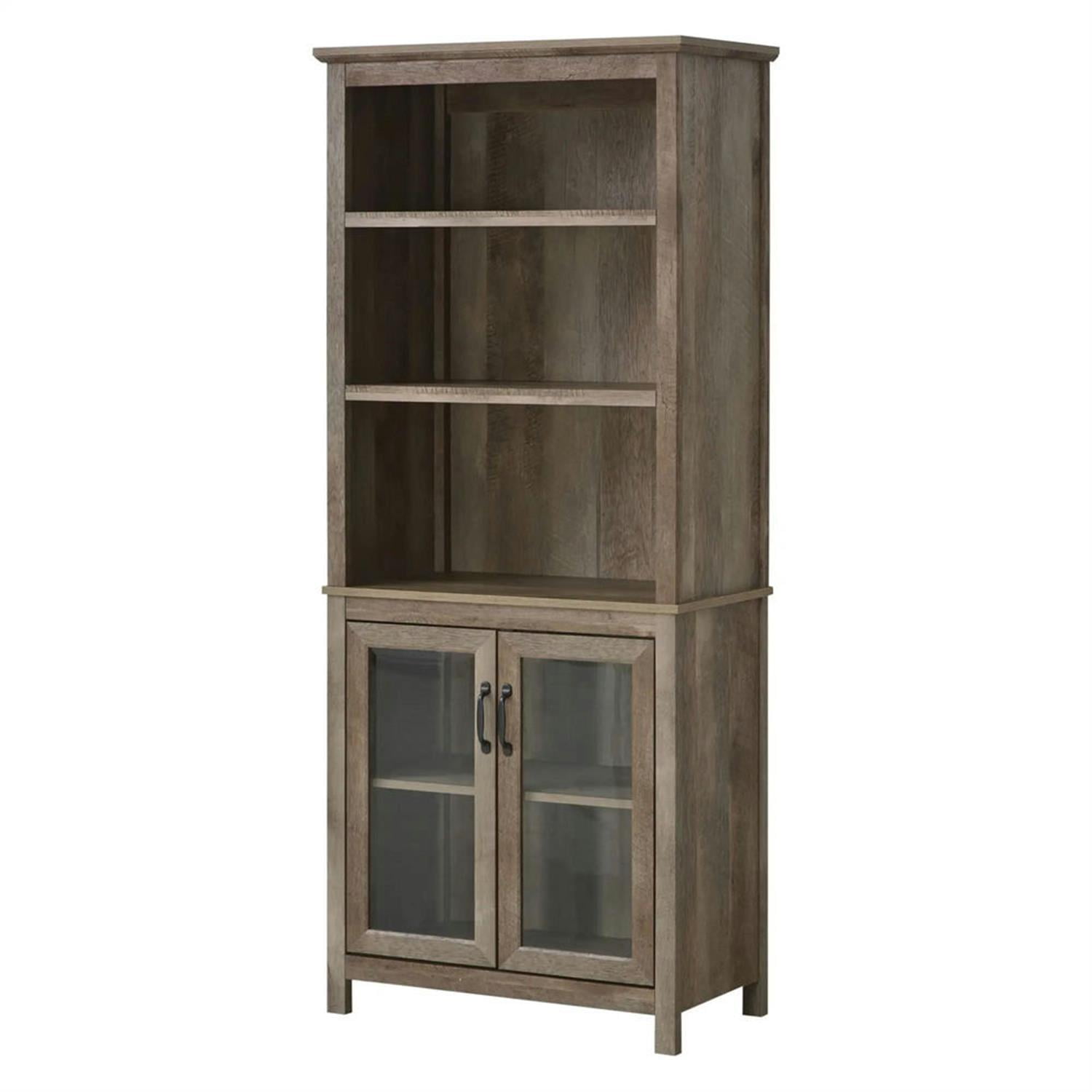 Demi Bonn 71" Tall Bathroom Storage Cabinet, Freestanding Cabinet with Glass Doors and Adjustable Shelves for Living Room, Kitchen, Dining Room, Office, Brown