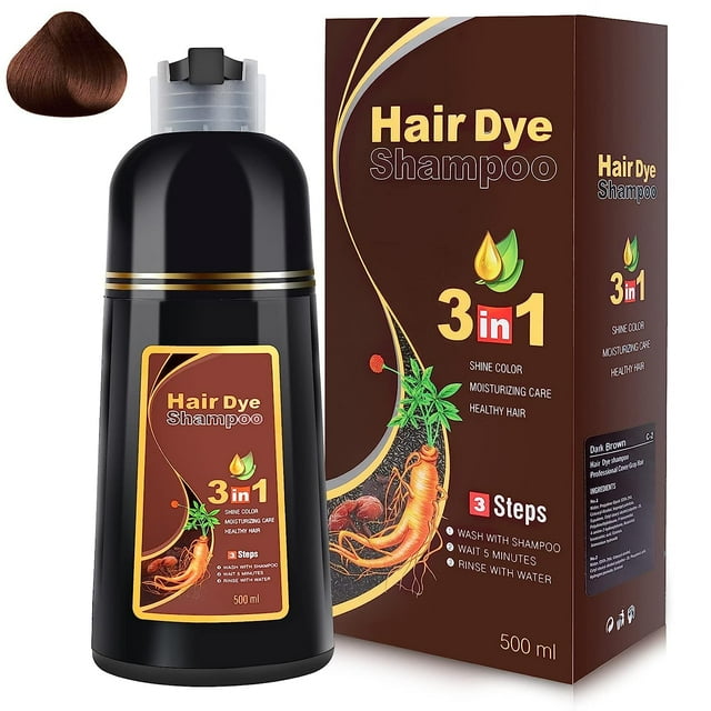 Champú para teñir el cabello MEIDU Dark Brown, 500 ml, 3 en 1, a base de hierbas