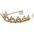 thumbnail image 4 of Niceauty Bride Elegant Crown Golden Alloy Rhinestone Ornaments Headdress 1Pack, 4 of 7