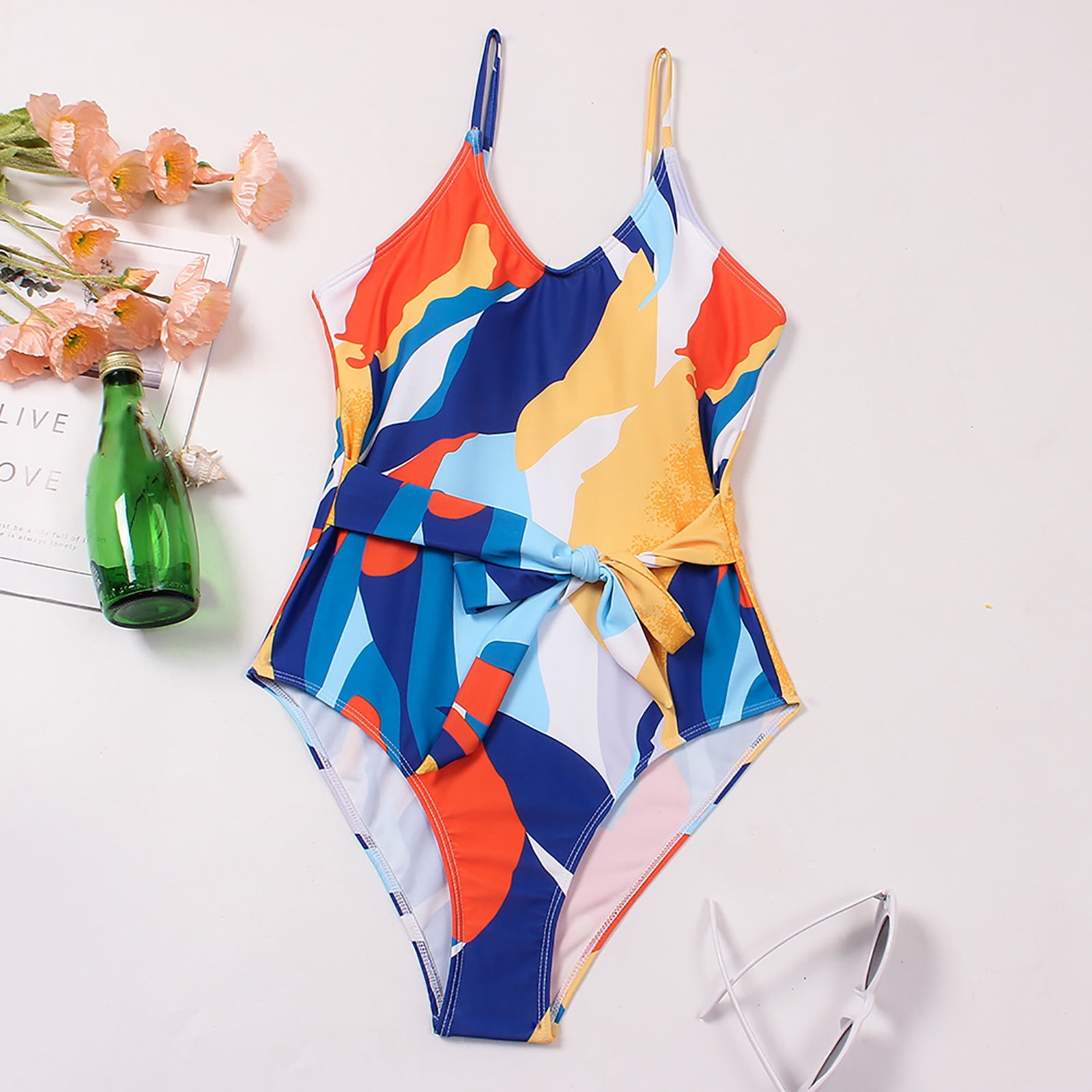 Tejiojio Plus Size Swimming Suits for Women Clearances Ladies' One-Piece  Padded Plus Size Overlay Print Bikini Swimsuit 