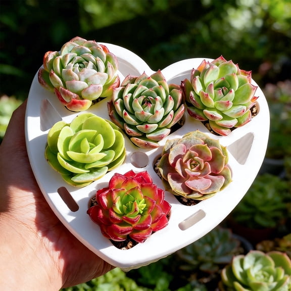 Valentine's Day Succulent Gift, Heart Shaped Planter with 6 Assorted Succulents, Living Plant for Her