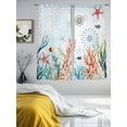 thumbnail image 2 of Coastal Blue Sheer Curtains for Living Room Bedroom Ocean Coral Starfish Shell Nautical Seagrass Sheer Curtains 63 Inch Long 2 Panels Set Light Filtering Curtain Window Treatments Drapes, 2 of 6